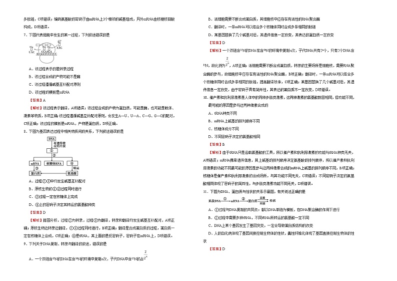 高中生物第二册 2020-2021学年必修2第四单元基因的表达达标检测卷 （B） 含答案第2页