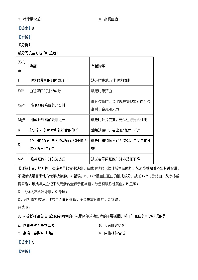 高中生物第二册 精品解析.北京市房山区2019 2020学年高一下学期期末生物试题（含答案）第2页