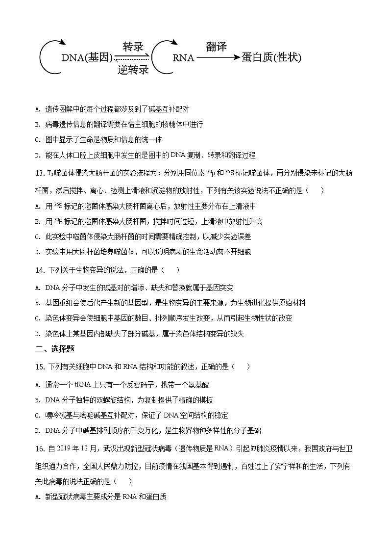 高中生物第二册 精品解析.辽宁省锦州市2019-2020学年高一下学期期末生物试题（无答案）第3页