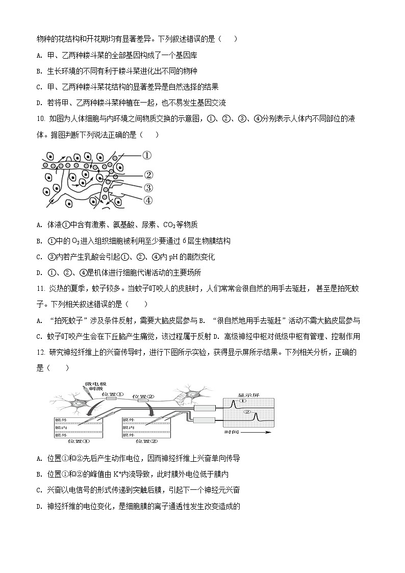 湖南省岳阳县第一中学2022-2023学年高二上学期入学考试生物试题（含答案）03