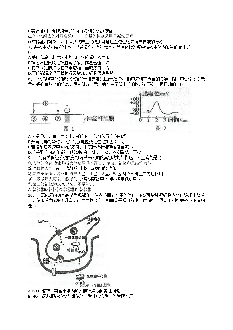 2023泰州中学高二上学期第一次月度检测生物试题第2页