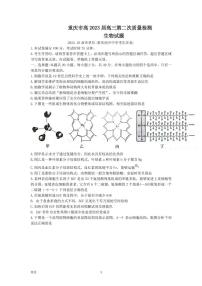 2023届重庆市南开中学校高三上学期第二次质量检测 生物试题 PDF版