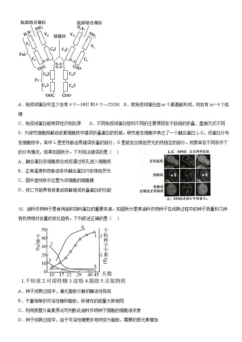 福建省三明市第一中学2023届高三生物上学期第二次月考试题（Word版附答案）03