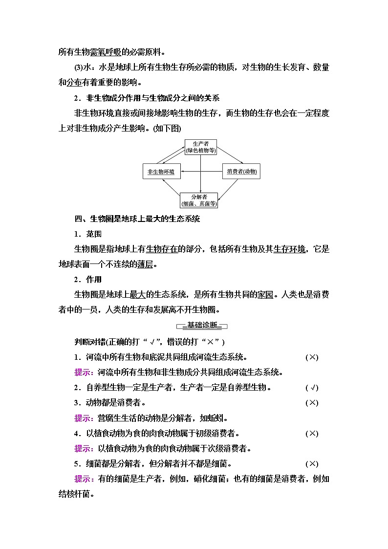 浙科版高中生物选择性必修2第3章第1节群落与非生物环境组成生态系统学案03