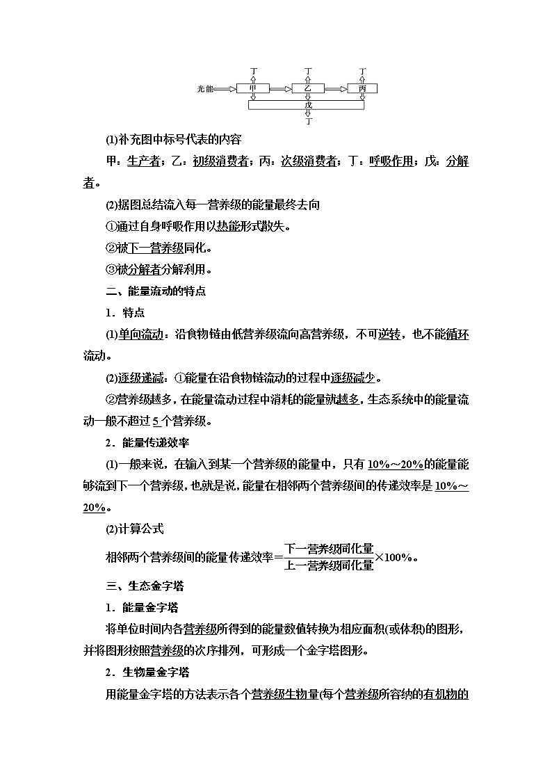 苏教版高中生物选择性必修2第3章第2节生态系统的能量流动学案第2页