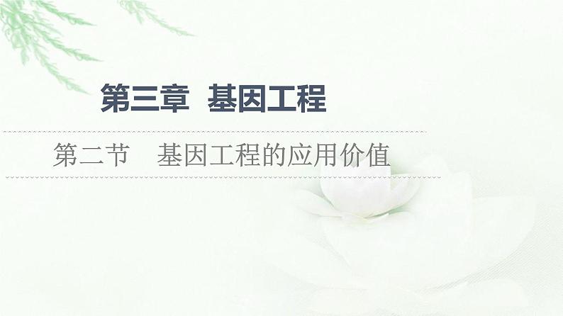 苏教版高中生物选择性必修3第3章第2节基因工程的应用价值课件第1页