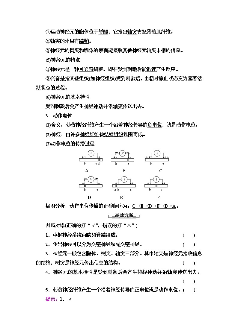 浙科版高中生物选择性必修1第2章第1节神经系统是神经调节的结构基础学案03