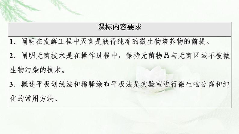 人教版高中生物选择性必修3生物技术与工程第1章第2节第1课时微生物的基本培养技术课件第2页