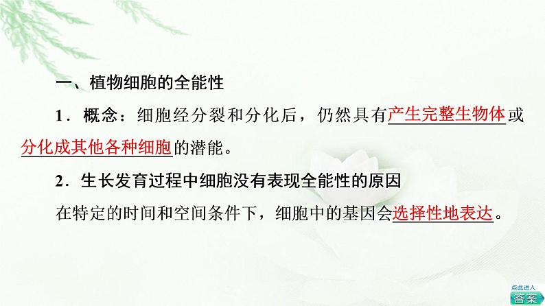 人教版高中生物选择性必修3生物技术与工程第2章第1节第1课时植物细胞工程的基本技术课件05