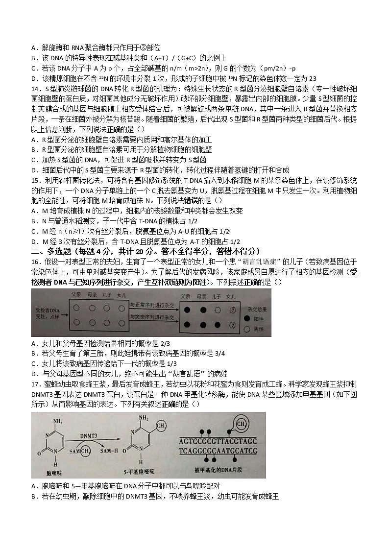 2022六安一中高一下学期期末考试生物试题含答案03