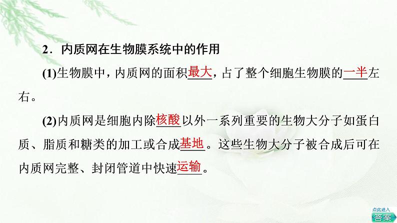 浙科版高中生物必修1第2章第5节细胞在结构和功能上是一个统一整体课件06