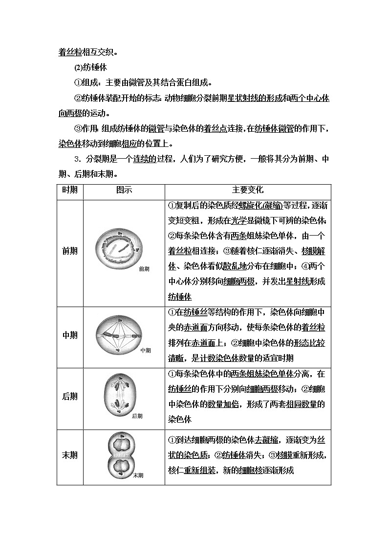 苏教版高中生物必修1第4章第1节第1课时细胞增殖和有丝分裂学案第3页
