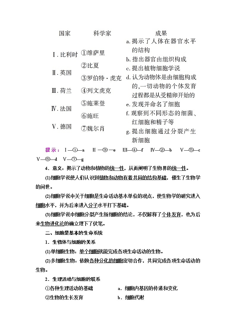 人教版高中生物必修1第1章第1节细胞是生命活动的基本单位学案02