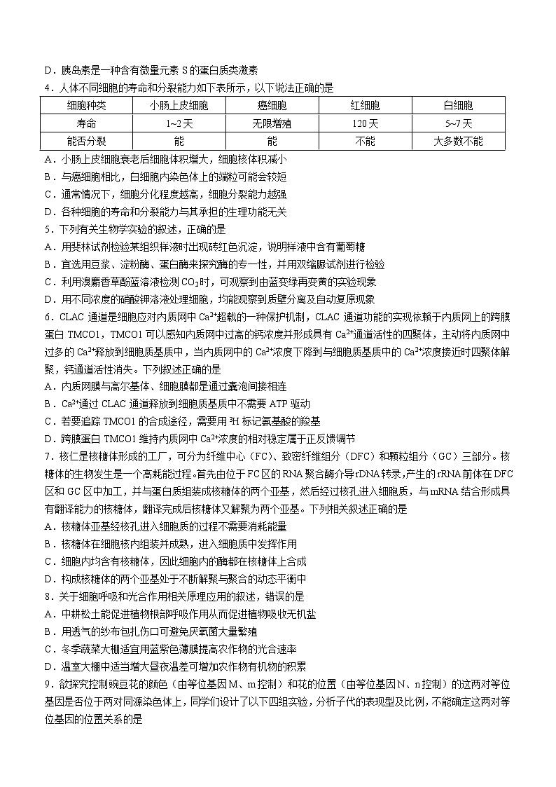 2023重庆市一中高三上学期10月月考试题生物含答案第2页