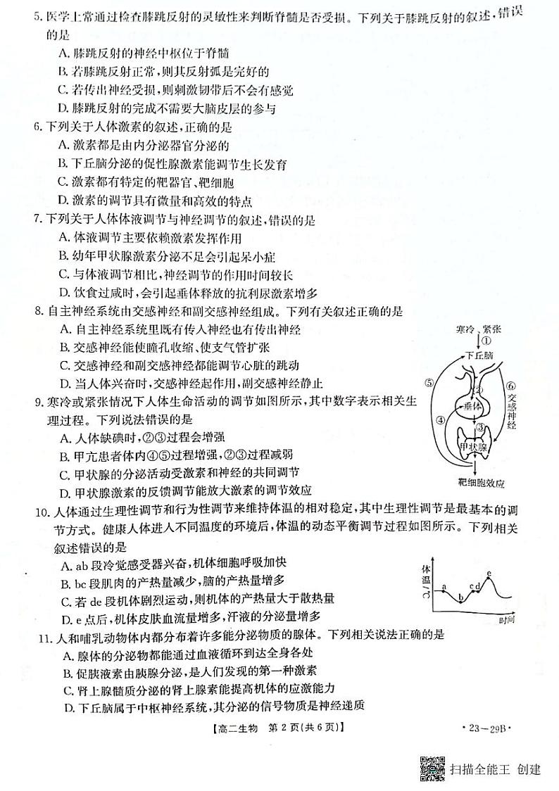 2023保定部分学校高二上学期第一次月考生物试题扫描版含答案02