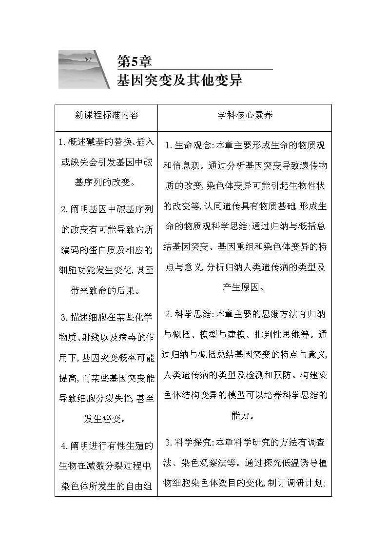 人教版高中生物必修2遗传与进化第5章基因突变及其他变异课时学案01