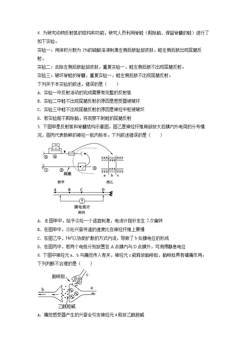 2022湖北省部分省级示范高中高二上学期期中测试生物试卷含解析02
