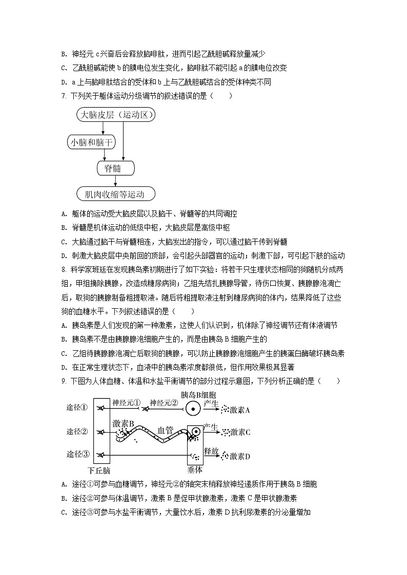 2022湖北省部分省级示范高中高二上学期期中测试生物试卷含解析03