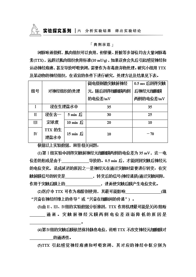 人教版高考生物一轮总复习选择性必修1第8单元实验探究系列6分析实验结果得出实验结论学案01