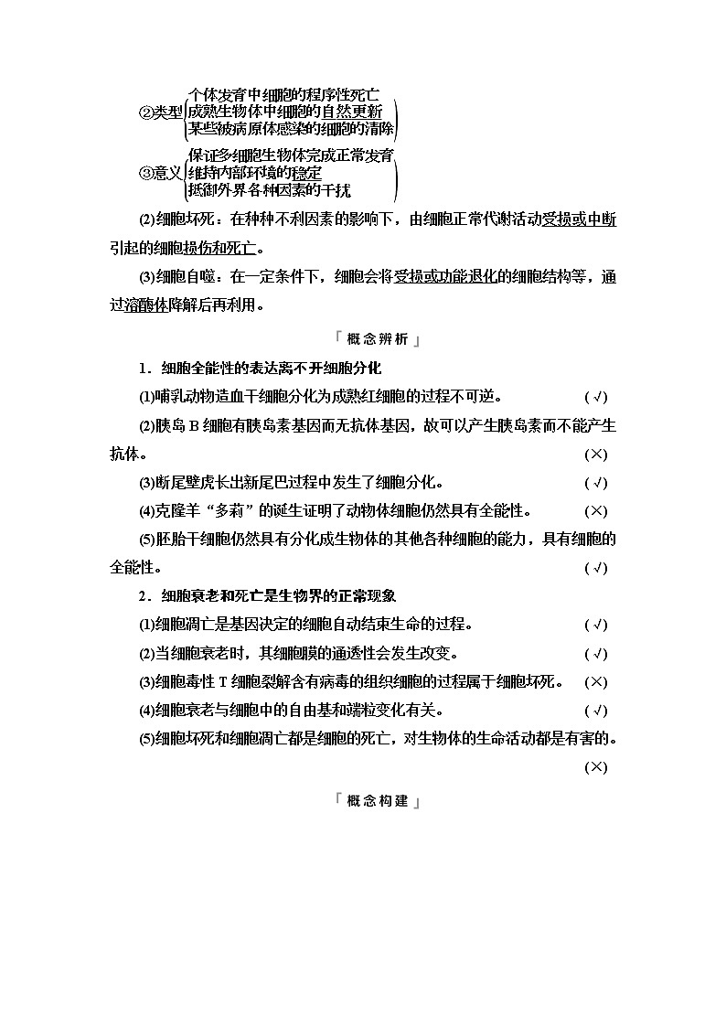 人教版高考生物一轮总复习必修1第4单元第12课细胞的分化、衰老和死亡学案第3页
