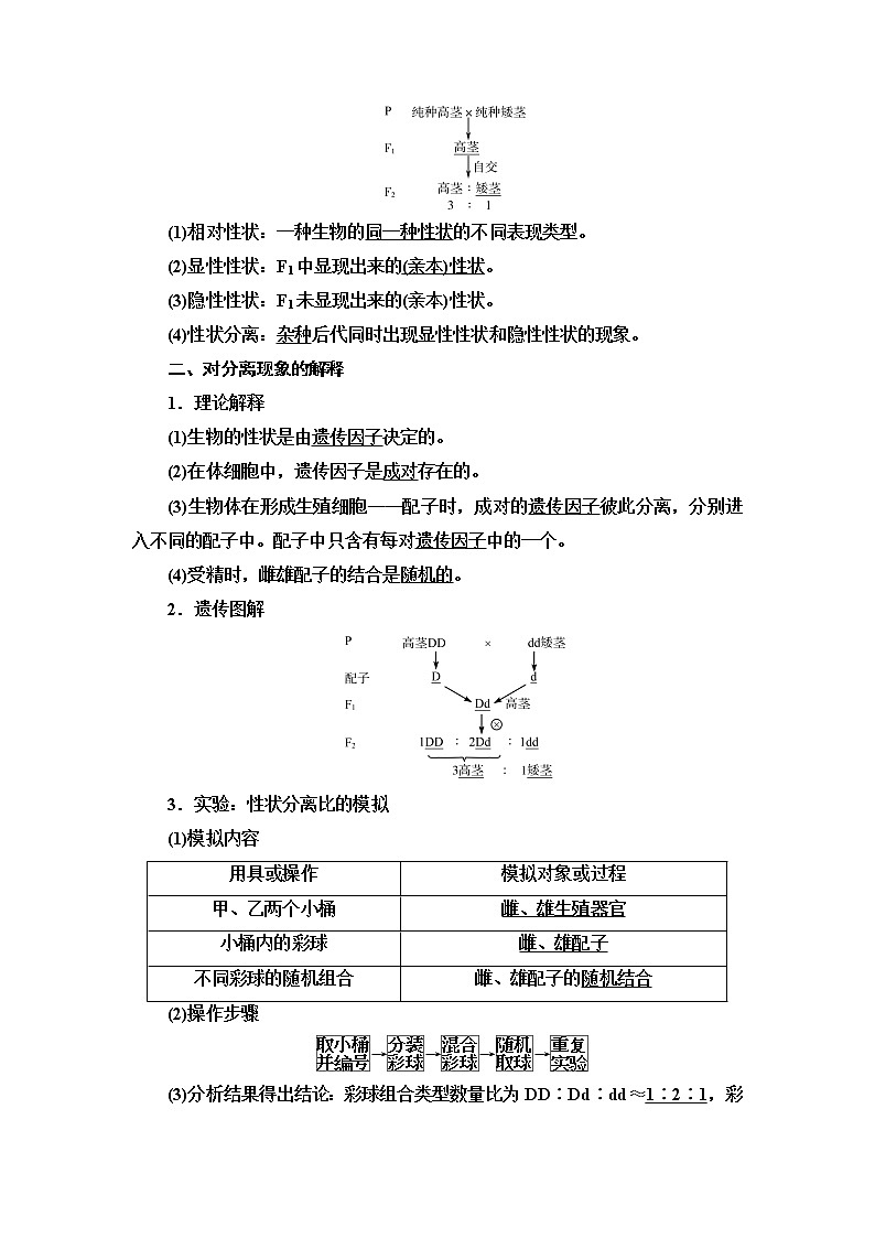 人教版高考生物一轮总复习必修2第5单元第13课孟德尔的豌豆杂交实验(一)学案第2页