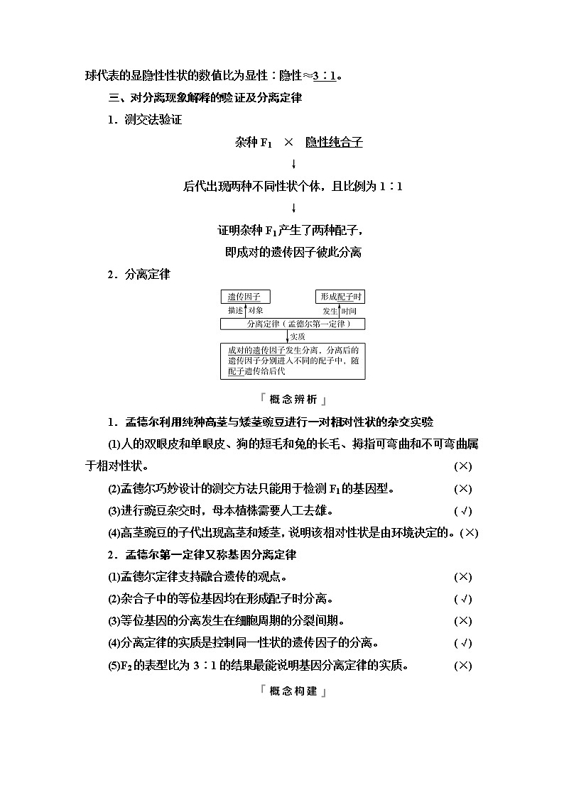 人教版高考生物一轮总复习必修2第5单元第13课孟德尔的豌豆杂交实验(一)学案第3页