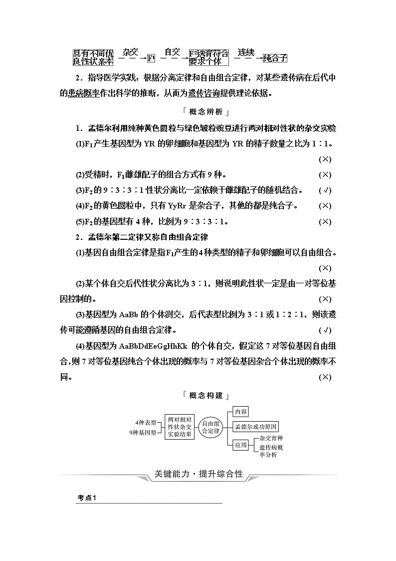 人教版高考生物一轮总复习必修2第5单元第14课孟德尔的豌豆杂交实验(二)学案第3页