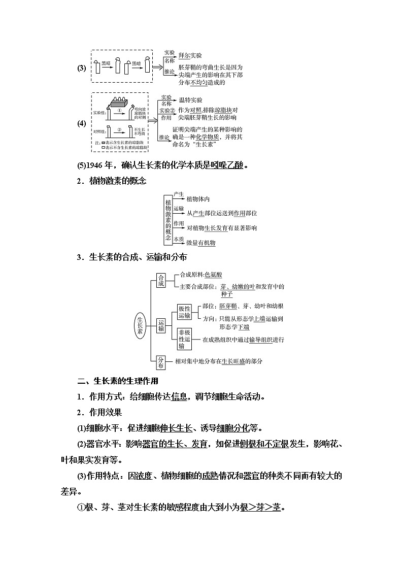 人教版高考生物一轮总复习选择性必修1第8单元第26课植物生命活动的调节学案02