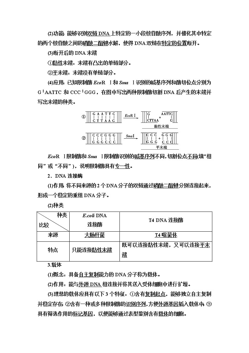 浙科版高中生物选择性必修3第4章第1节第1课时重组DNA技术的基本工具学案02