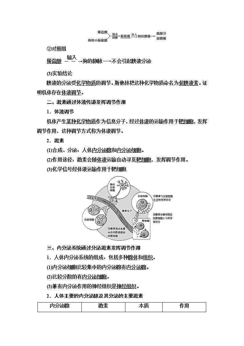 浙科版高中生物选择性必修1第3章第1节体液调节是通过化学信号实现的调节学案02
