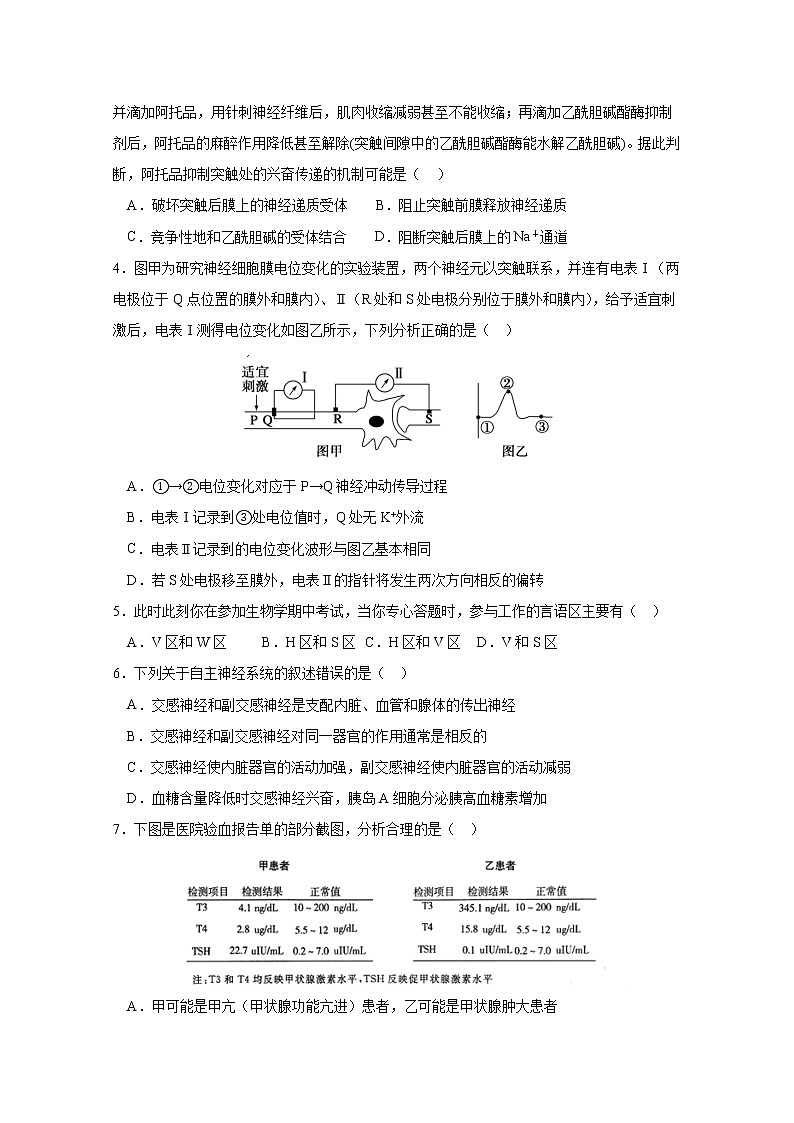 江苏省泗阳县实验高级中学2022-2023学年高二生物上学期第一次调研试卷（Word版附答案）02