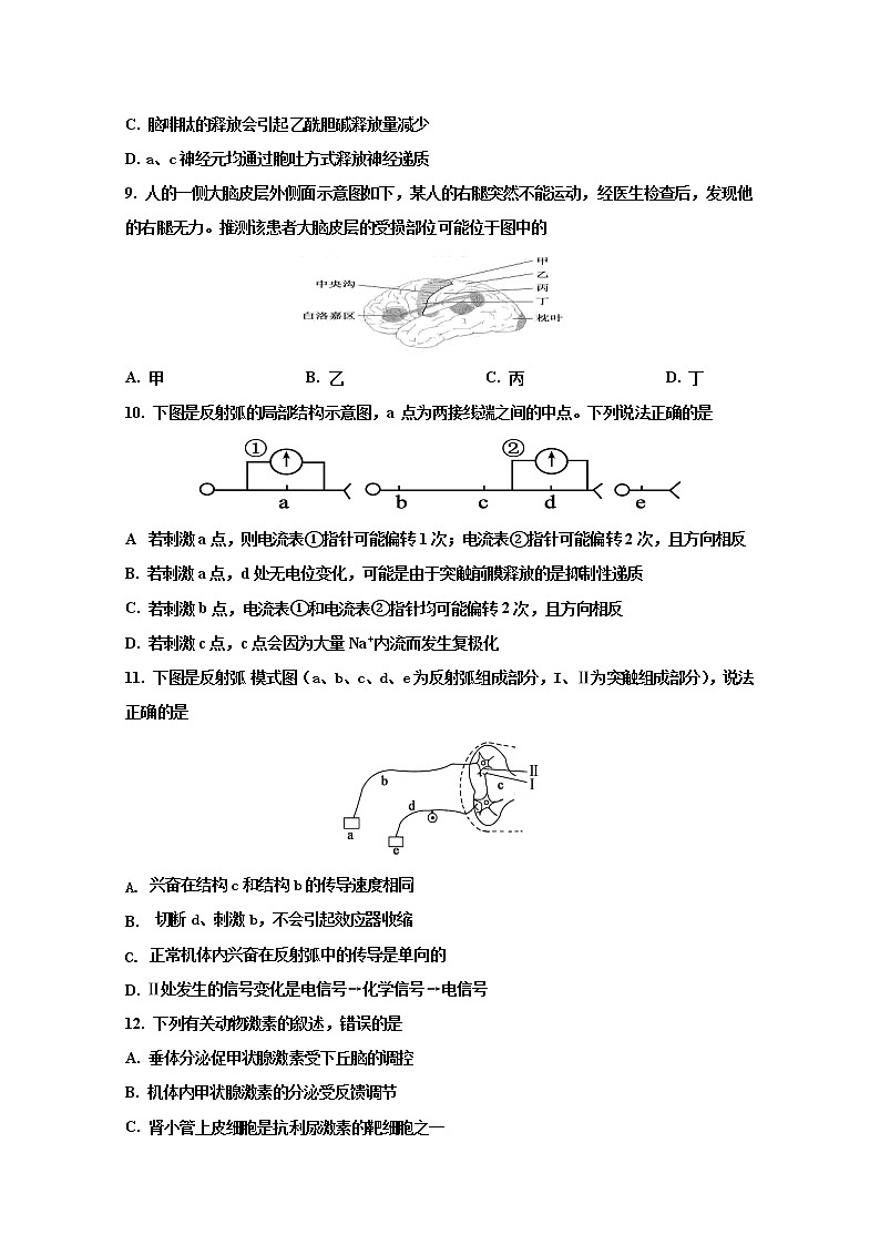 浙江省嘉兴市第五高级中学2022-2023学年高二生物上学期10月检测试题（Word版附答案）03