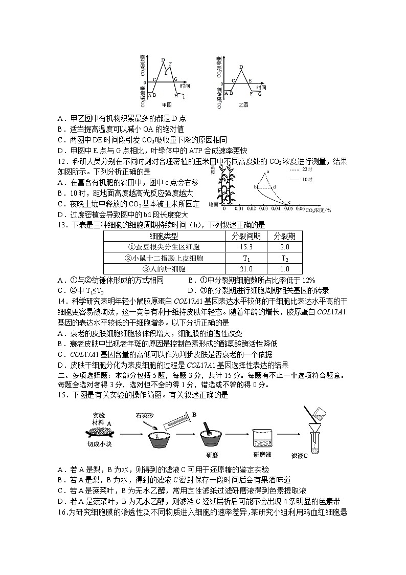 江苏省扬州中学2023届高三生物上学期开学考试试题（Word版附答案）第3页