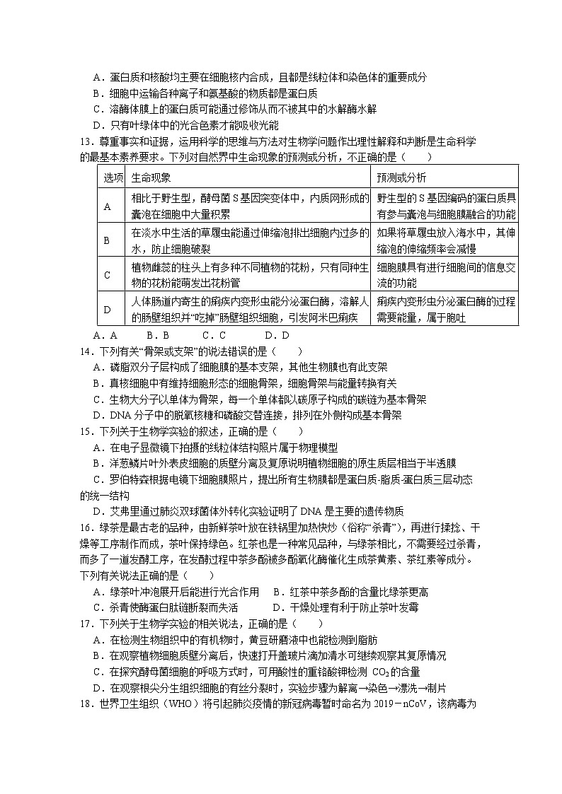 湖北省枣阳市第一中学2023届高三生物上学期8月月考试题（Word版附答案）第3页