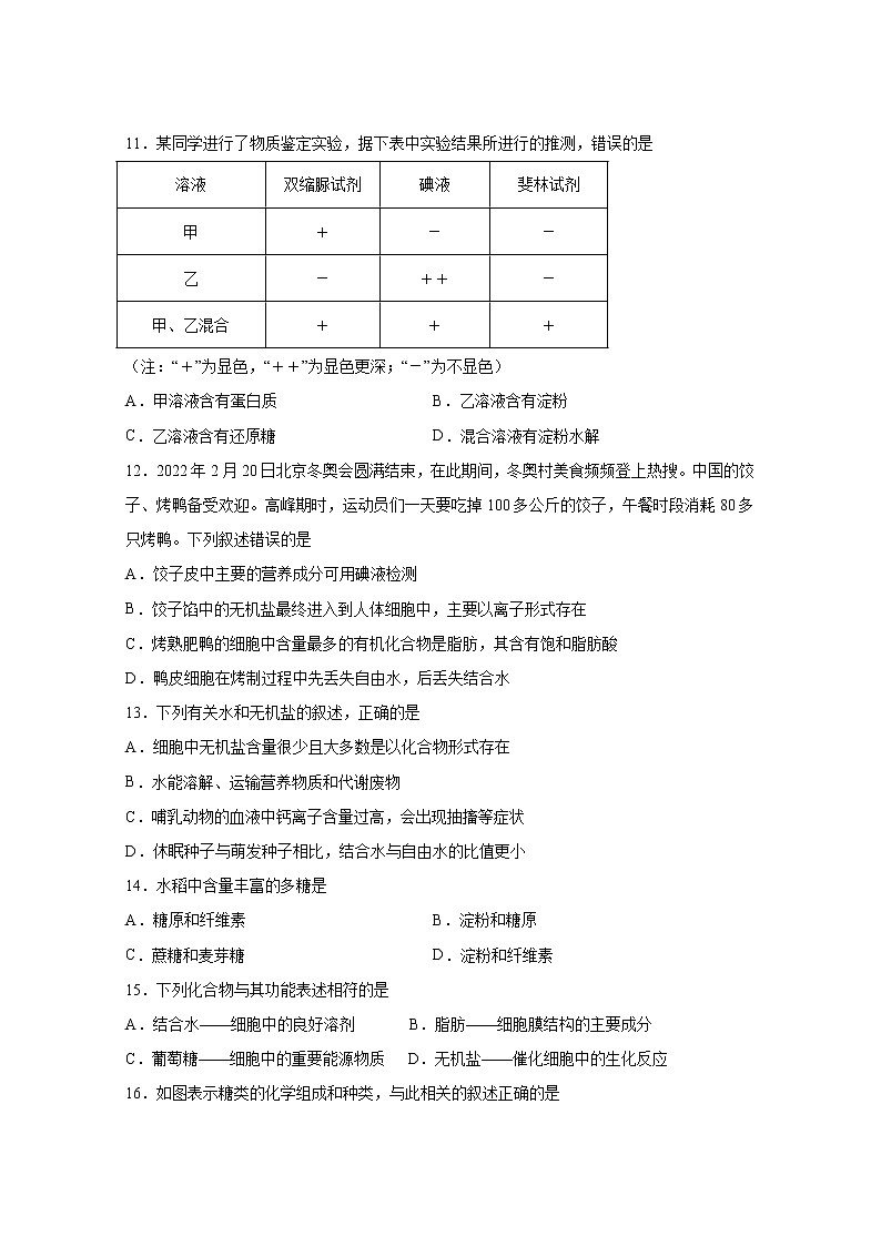 广东省佛山市第一中学2022-2023学年高一生物上学期第一次段考试题（10月）（Word版附答案）03