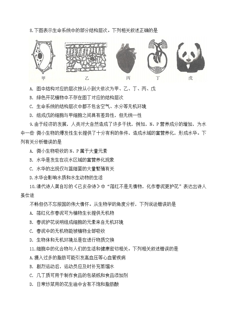 河南省多校2022-2023学年高一生物上学期阶段性测试（一）试题（Word版附答案）03