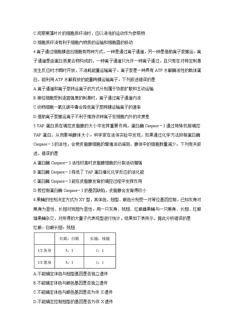 2021天津南开区高三下学期3月模拟考试（一）生物含答案第2页