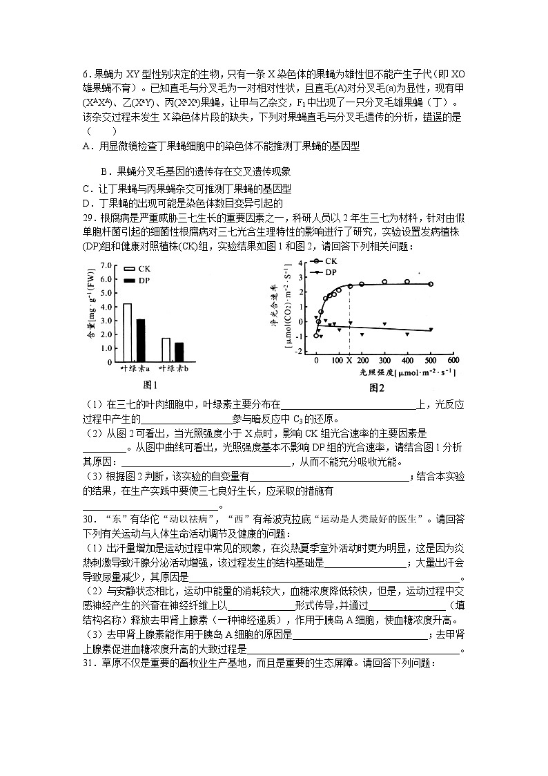2021安徽省皖智教育A10联盟高三下学期开年考理科综合生物试题含答案02