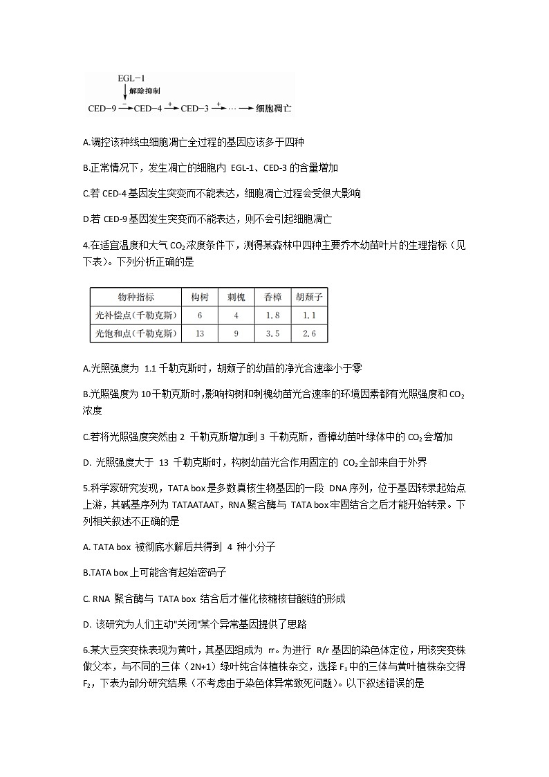 2021菏泽高三下学期3月一模生物试题含答案02