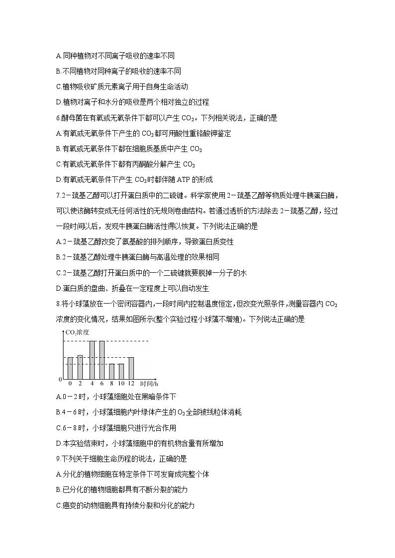 2021吉安高三上学期期末生物含答案第2页