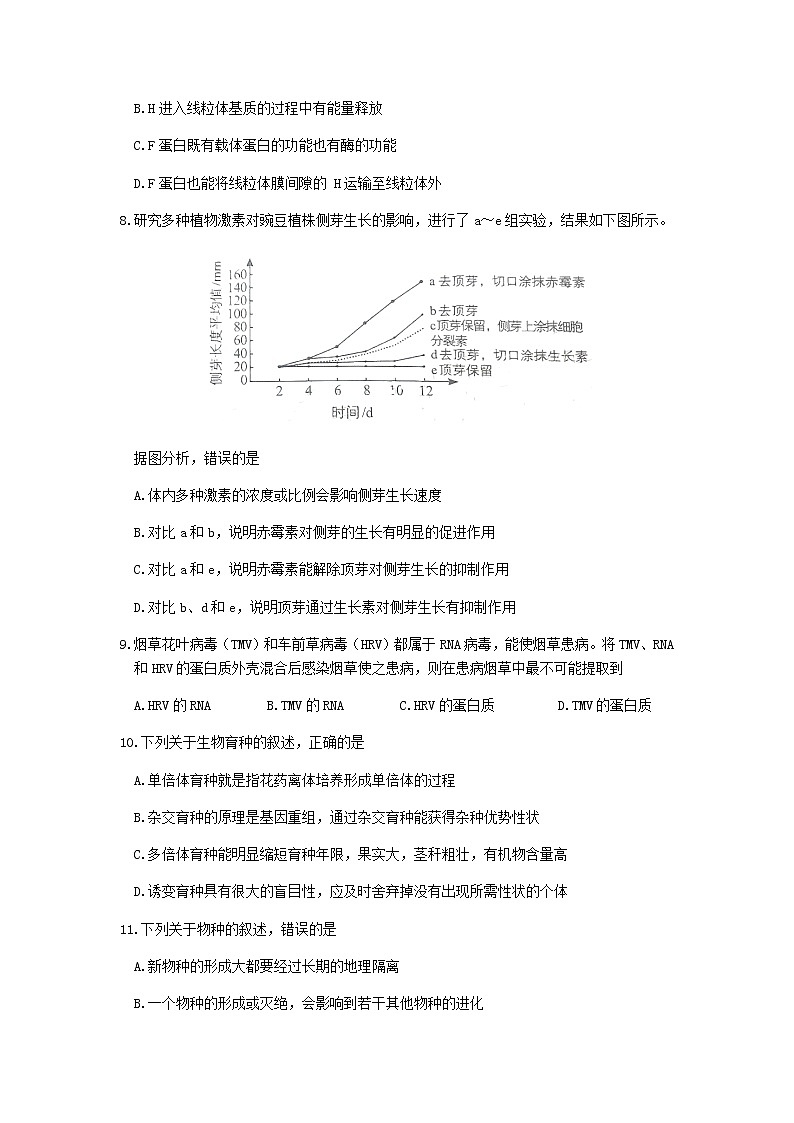 2021佛山高三上学期教学质量检测（一模）生物试题含答案第3页