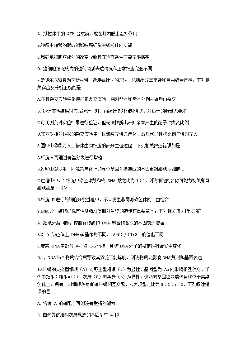 2021八省联盟高三湖北省新高考适应性测试卷（一）生物试题含答案第3页