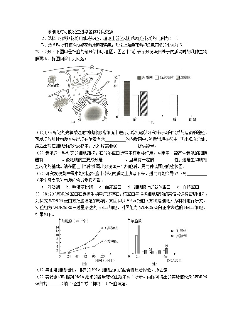 2021南充高级中学高三上学期第二次月考理综生物试卷含答案第2页
