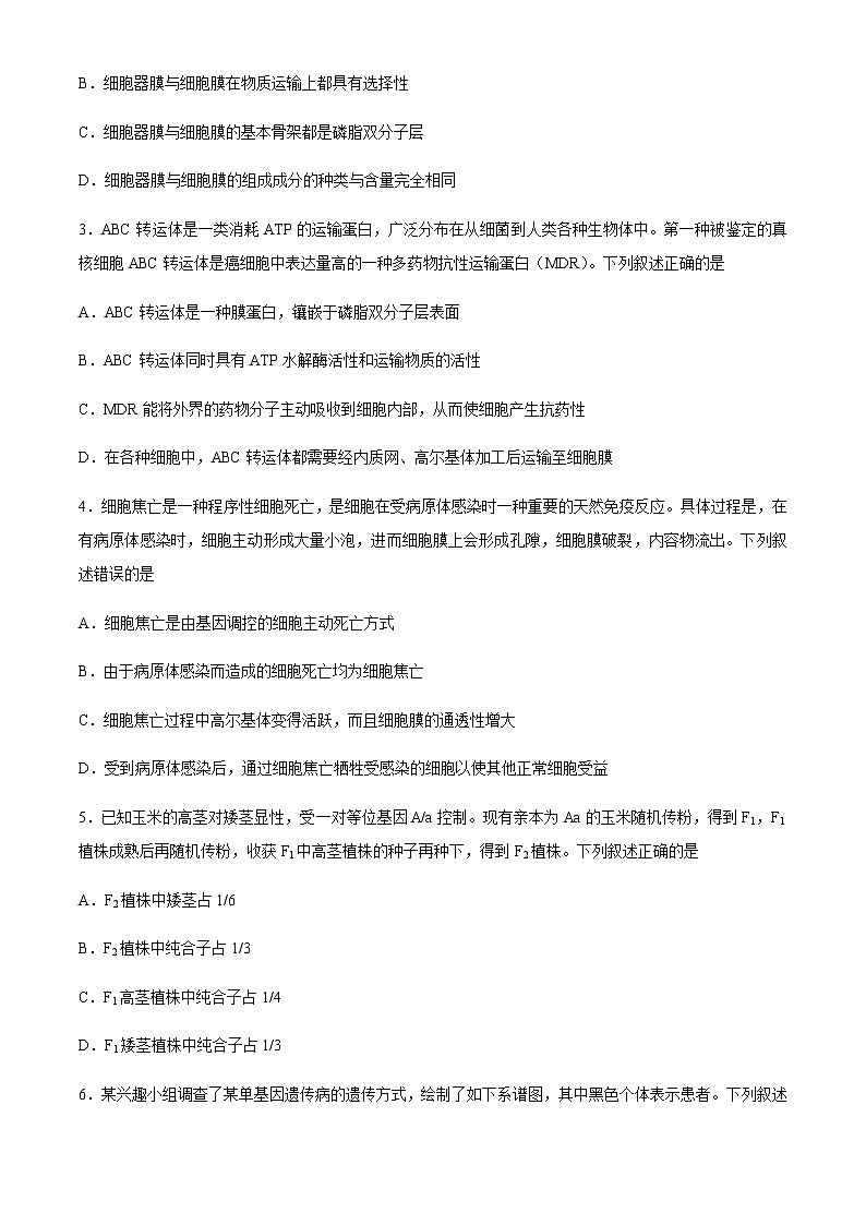 2021衡水中学高三上学期12月学业质量联合测评生物试题含答案第2页