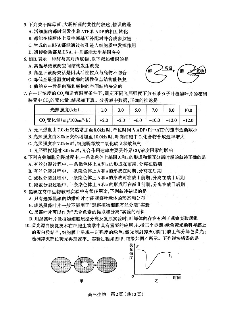 2021太原高三上学期期中考试生物试题图片版含答案02