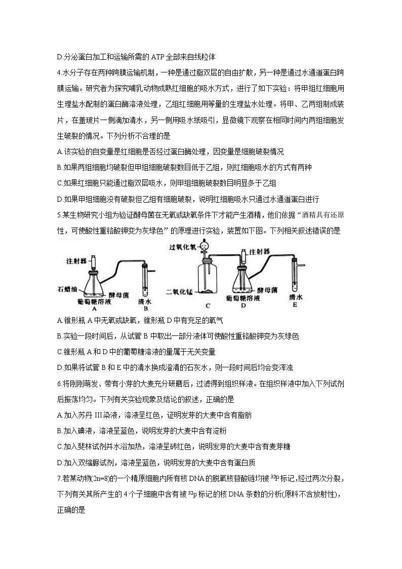 2021永州高三第一次模拟考试生物含答案02