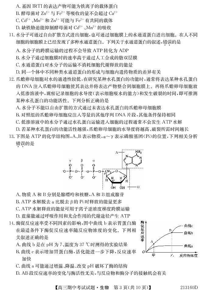 2021通榆县一中高三上学期期中考试生物试题（可编辑）PDF版含答案03