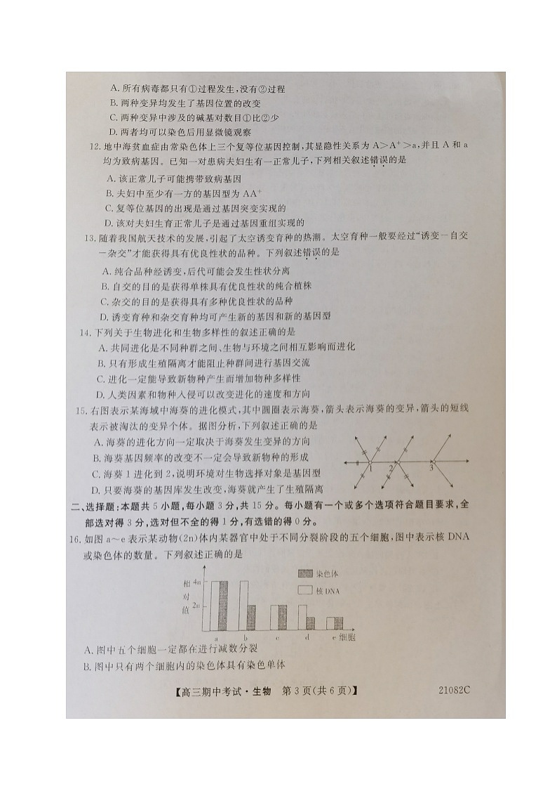 辽宁省辽西联合校2021届高三上学期期中考试生物试题（图片版，无答案）第3页