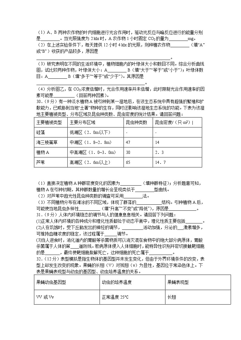 2021宜宾叙州区二中校高三上学期第一次月考理综-生物试题含答案第2页