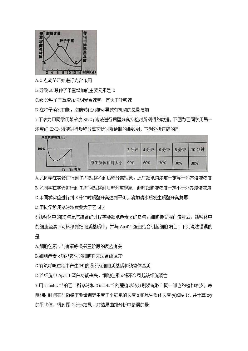 2021锦州渤大附中、育明高中高三上学期第二次月考试题生物含答案02